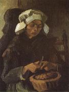 Vincent Van Gogh Peasant Woman Peeling Potatos (nn04) oil on canvas